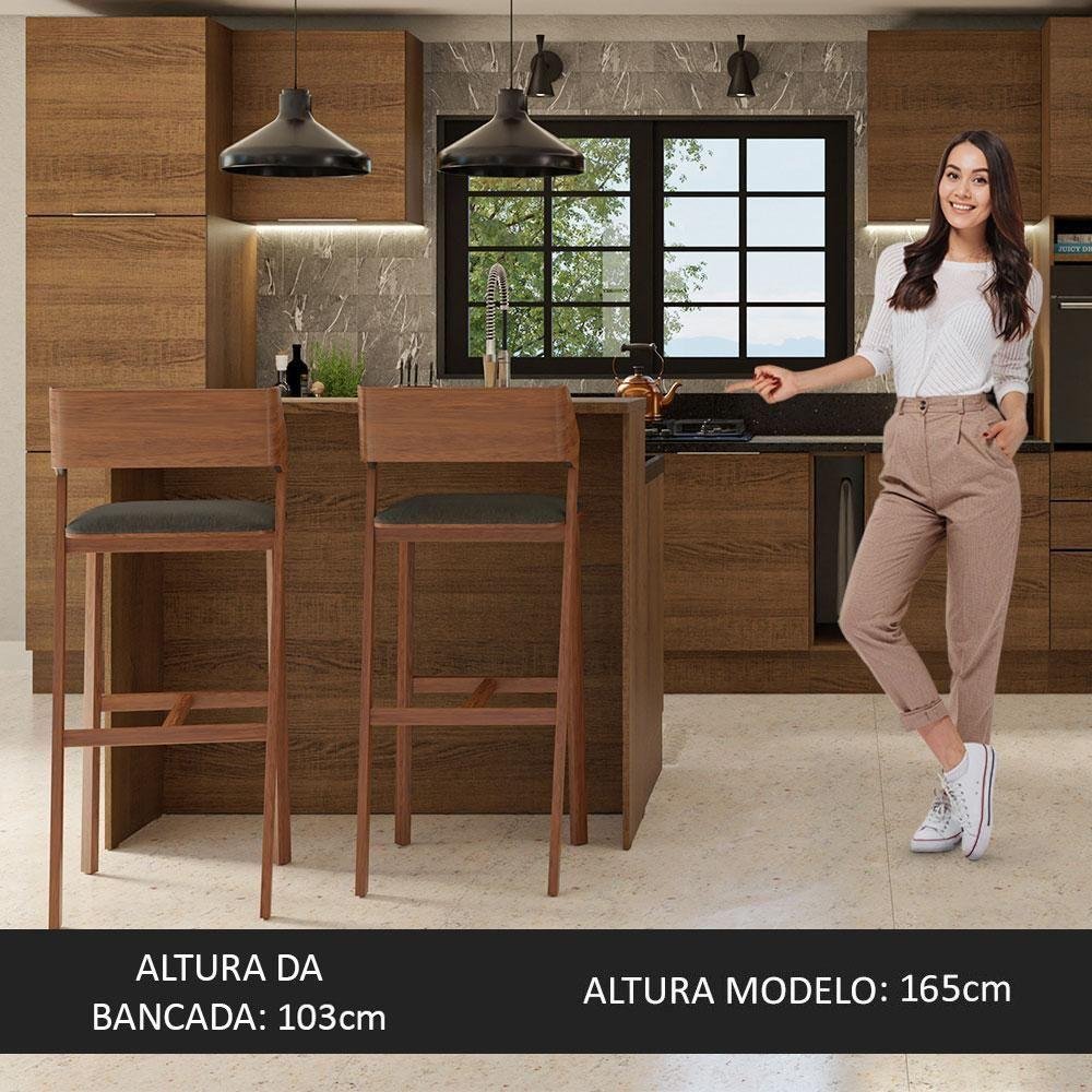 Ilha de Cozinha com Bancada e Balcão 120 Cm Rustic Stella Madesa Rustic - 6