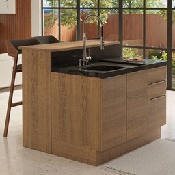 Ilha de Cozinha com Bancada e Balcão 120 Cm Rustic Stella Madesa Rustic - 1