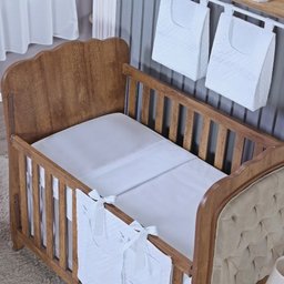 Lençol de Berço sem Elástico Percal de Algodão Liso Bebe Menino Menina 1 Peça:branco - 2