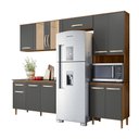 Ver imagem 1 de Cozinha Compacta Manu C/ Porta de Vidro + Balcão Manu com Tampo 120 Cm Carvalho/chumbo