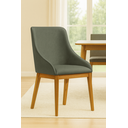 Ver imagem 1 de Kit 6 Cadeiras de Jantar Estofada Elisa Anatômica Linho Chumbo Base Madeira Maciça Mel