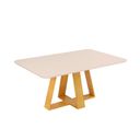 Ver imagem 2 de Mesa de Jantar Retangular Tampo Chanfrado Curvo 160x90 Dj Móveis Kiara Cedro Off White