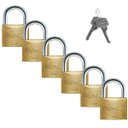 Ver imagem 1 de Cadeado Médio 45mm Haste Curta Latão Maciço Dourado com Chave | Papaiz | Kit 06 Un