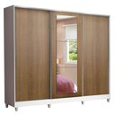 Ver imagem 3 de Guarda-Roupa Casal 100% MDF Madesa Eros 3 Portas de Correr com Espelho com Pés Branco/Rustic Cor:Bra