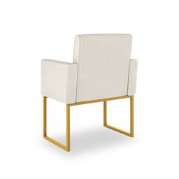 Kit 04 Poltronas Recepção Cor Bege - Base de Ferro Dourado - 5
