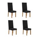 Ver imagem 1 de Kit 4 Cadeiras Laura com Encosto – Tecido Veludo Suede Bordado Estrutura 100% Mdf Mel/preto –
