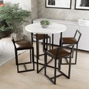 Ver imagem 1 de Conjunto Mesa Redonda Branca 4 Cadeiras Pequena Estofado Industrial Black
