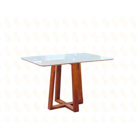 Conjunto de Mesa de Jantar Pedro com 4 Cadeiras Gênova Veludo Bege