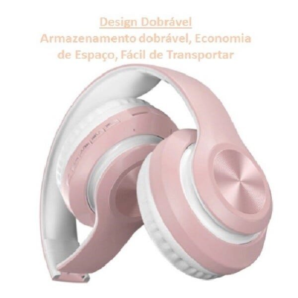 Fone de Ouvido Dobrável Bluetooth 5.0 P68 Rosa - 2