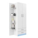 Ver imagem 2 de Guarda-roupa Infantil Atalaia 2 Portas 2 Gavetas com 4 Prateleiras Externas - Branco / Azul Branco