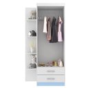 Ver imagem 3 de Guarda-roupa Infantil Atalaia 2 Portas 2 Gavetas com 4 Prateleiras Externas - Branco / Azul Branco