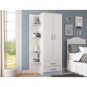 Ver imagem 1 de Guarda-roupa Infantil Atalaia 2 Portas 2 Gavetas com 4 Prateleiras Externas - Branco / Azul Branco