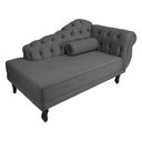 Ver imagem 2 de Recamier Decorativo Divã Larissa Lado Esquerdo Suede Cinza Pés Madeira Ms Decor