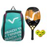 Kit com Raquete Beach Tennis Classic Full Carbon Laranja, 3 Bolas e 1 Mochila de Transporte Rosa VG  - 1