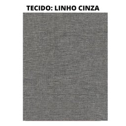 Puff Thor Luxo Madeira Maciça Tecido Linho Cinza - 3