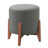 Puff Thor Luxo Madeira Maciça Tecido Linho Cinza - 1
