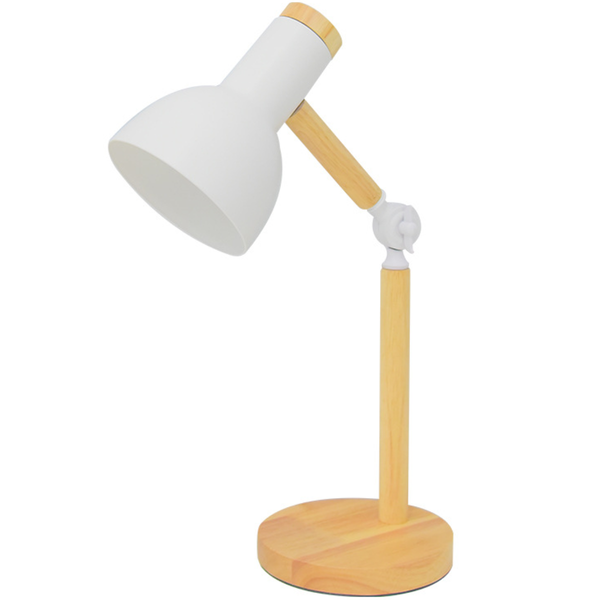 Luminária Mesa Abajur 45cm Articulada Retrô Madeira Gimpo Kjtd-685-pai: Branco