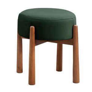 Puff Lotus Luxo Madeira Maciça Tecido Veludo Verde