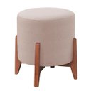 Ver imagem 1 de Puff Thor Luxo Madeira Maciça Tecido Veludo Rosê
