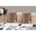 Ver imagem 2 de Puff Thor Luxo Madeira Maciça Tecido Veludo Rosê