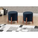 Ver imagem 2 de Puff Thor Luxo Madeira Maciça Tecido Veludo Azul