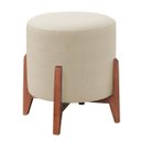 Ver imagem 1 de Puff Thor Luxo Madeira Maciça Veludo Bege Claro