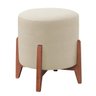 Puff Thor Luxo Madeira Maciça Veludo Bege Claro - 1