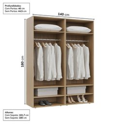 Guarda-roupa 2 Módulos 4 Portas 6 Prateleiras Frame Cabecasa madeiramadeira - 4