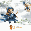 Ver imagem 2 de Papel de Parede Painel Bebê Ursinho Aviador