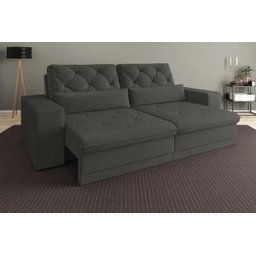 Sofá 3 Lugares Net Royale Assento Retrátil e Reclinável Cinza 2,00M (L) - 2