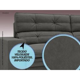 Sofá Pegasus 2,00M Assento Retrátil e Reclinável Velosuede Cinza - Netsofás - 3