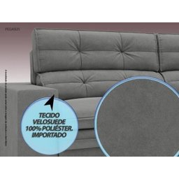 Sofá Pegasus 2,00M Assento Retrátil e Reclinável Velosuede Grafite - Netsofás - 3