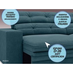 Sofá Pegasus 2,00M Assento Retrátil e Reclinável Velosuede Royal - Netsofás - 2