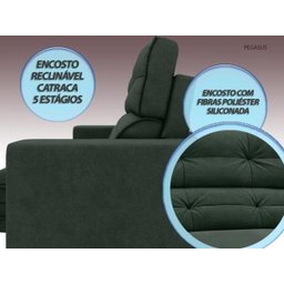Sofá Pegasus 2,00M Assento Retrátil e Reclinável Velosuede Verde - Netsofás - 5