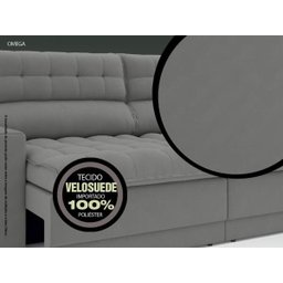 Sofá Omega 2,00M Assento Retrátil e Reclinável Velosuede Grafite - NetSofás - 4