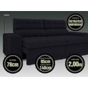 Ver imagem 4 de Sofá Omega 2,00M Assento Retrátil e Reclinável Velosuede Preto - NetSofás