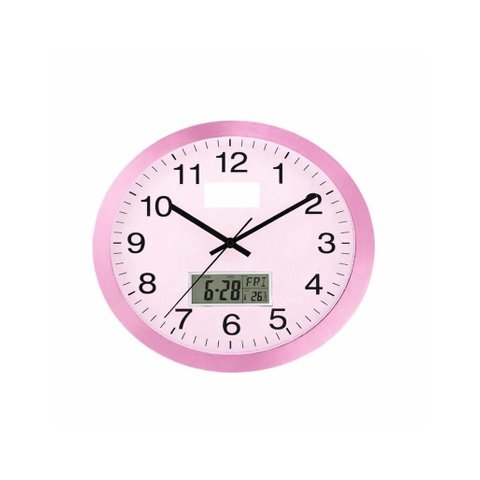 Relogio Rosa Analogico Parede Calendario Termometro Digital Despertador Escritorio Sala Luxo