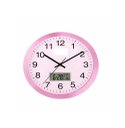 Ver imagem 1 de Relogio Rosa Analogico Parede Calendario Termometro Digital Despertador Escritorio Sala Luxo