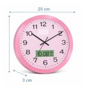 Ver imagem 4 de Relogio Rosa Analogico Parede Calendario Termometro Digital Despertador Escritorio Sala Luxo