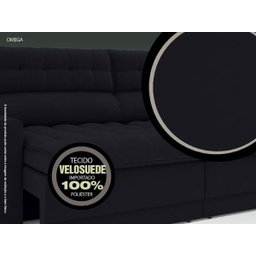 Sofá Omega 2,50M Assento Retrátil e Reclinável Velosuede Preto - NetSofás - 5 Sofá Omega 2,50M Assento Retrátil e Reclinável Velosuede Preto - NetSofás - 5