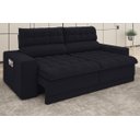 Ver imagem 1 de Sofá Omega 2,50M Assento Retrátil e Reclinável Velosuede Preto - NetSofás