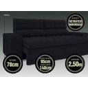 Ver imagem 4 de Sofá Omega 2,50M Assento Retrátil e Reclinável Velosuede Preto - NetSofás