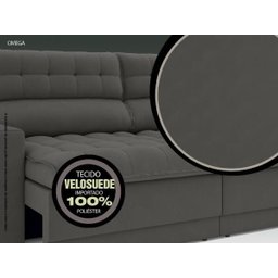Sofá Omega 2,00M Assento Retrátil e Reclinável Velosuede Cinza - NetSofás - 4