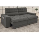 Ver imagem 2 de Sofá Omega 2,00M Assento Retrátil e Reclinável Velosuede Cinza - NetSofás