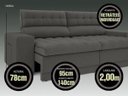 Ver imagem 4 de Sofá Omega 2,00M Assento Retrátil e Reclinável Velosuede Cinza - NetSofás