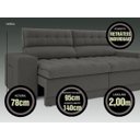 Ver imagem 4 de Sofá Omega 2,00M Assento Retrátil e Reclinável Velosuede Cinza - NetSofás