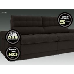 Sofá Omega 2,00M Assento Retrátil e Reclinável Velosuede Chocolate - NetSofás - 2
