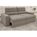 Ver imagem 2 de Sofá Omega 2,00M Assento Retrátil e Reclinável Velosuede Bege - NetSofás