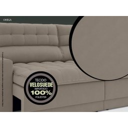 Sofá Omega 2,00M Assento Retrátil e Reclinável Velosuede Bege - NetSofás - 4
