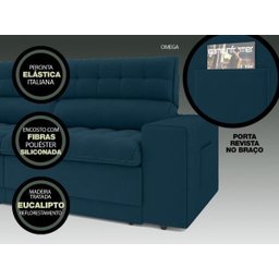 Sofá Omega 2,00M Assento Retrátil e Reclinável Velosuede Royal - NetSofás - 5